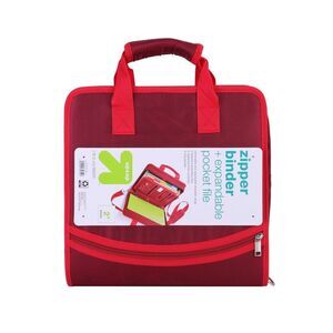 up&up 2" Zipper Binder + Expandable Pocket File in Red